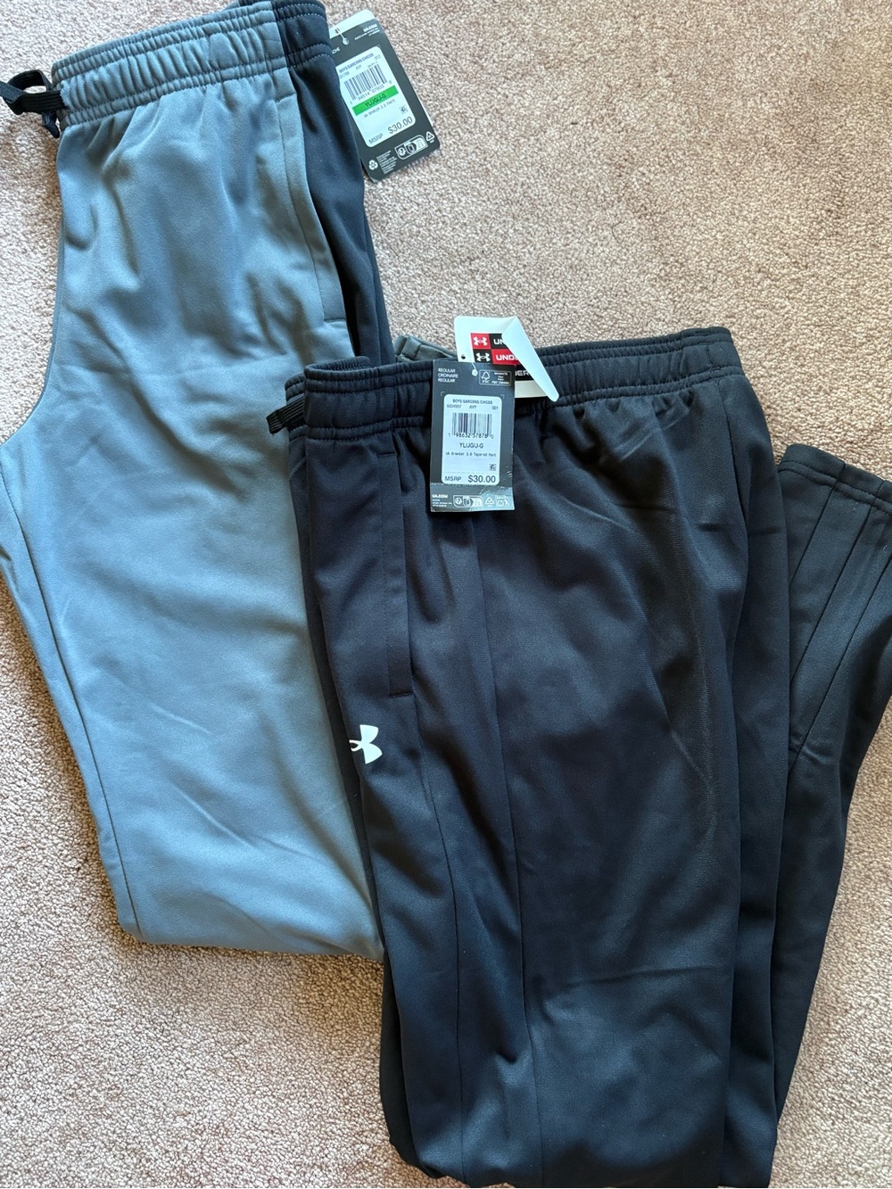 Under Armour Kids Boys set lot of 2 athletic sports pants joggers large NWT